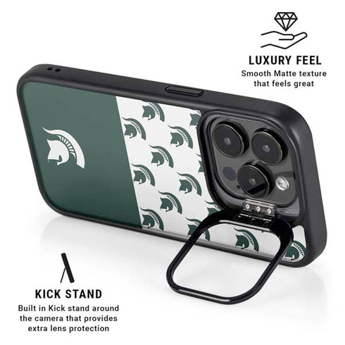 Michigan State University Spartans MSU Split iPhone 15 Pro Kickstand Case